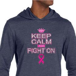 Mens Shirt Breast Cancer Awareness Keep Calm Lightweight Hoodie Tee