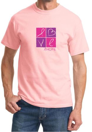 Mens Shirt Breast Cancer Awareness Love Hope Tee T-Shirt
