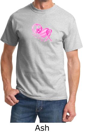 Mens Shirt Breast Cancer Awareness Peace Love Hope Tee T-Shirt