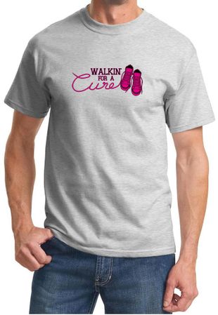 Mens Shirt Breast Cancer Awareness Walkin For a Cure Tee T-Shirt