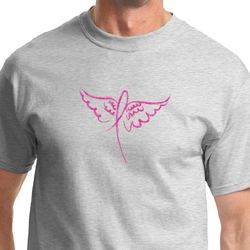 Mens Shirt Breast Cancer Awareness Wings Ribbon Tee T-Shirt