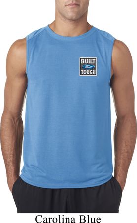 Mens Shirt Built Ford Tough Crest Pocket Print Sleeveless Tee T-Shirt
