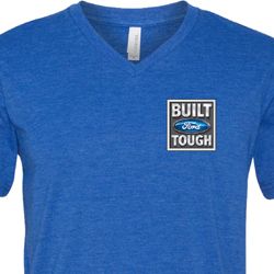 Mens Shirt Built Ford Tough Pocket Print Tri Blend V-neck Tee T-Shirt