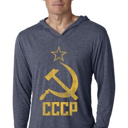Mens Shirt CCCP Distressed Lightweight Hoodie Tee T-Shirt