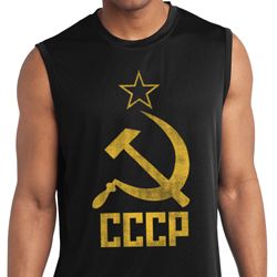 Mens Shirt CCCP Distressed Sleeveless Moisture Wicking Tee T-Shirt
