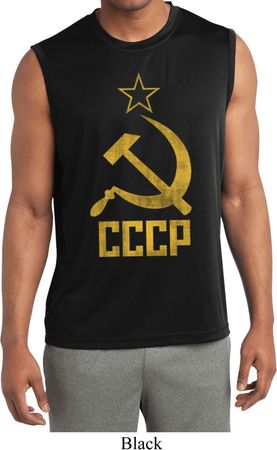 Mens Shirt CCCP Distressed Sleeveless Moisture Wicking Tee T-Shirt