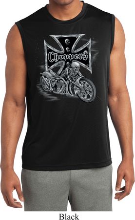 Mens Shirt Chopper Cross Skeleton Sleeveless Moisture Wicking Tee