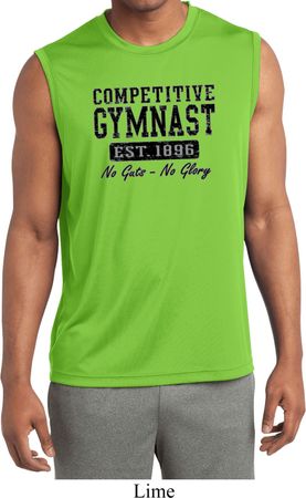 Mens Shirt Competitive Gymnast Sleeveless Moisture Wicking Tee T-Shirt