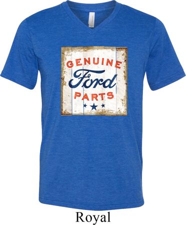 Mens Shirt Distressed Genuine Ford Parts Tri Blend V-neck Tee T-Shirt