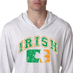 Mens Shirt Distressed Irish Shamrock Lightweight Hoodie Tee Mens Shirt Distressed Irish Shamrock Lightweight Hoodie Tee