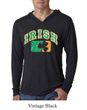 Mens Shirt Distressed Irish Shamrock Lightweight Hoodie Tee