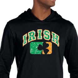 Mens Shirt Distressed Irish Shamrock Lightweight Hoodie Tee T-Shirt Mens Shirt Distressed Irish Shamrock Lightweight Hoodie Tee T-Shirt