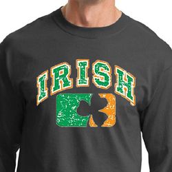 Mens Shirt Distressed Irish Shamrock Long Sleeve Tee T-Shirt Mens Shirt Distressed Irish Shamrock Long Sleeve Tee T-Shirt