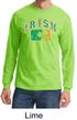 Mens Shirt Distressed Irish Shamrock Long Sleeve Tee T-Shirt