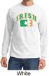 Mens Shirt Distressed Irish Shamrock Long Sleeve Tee T-Shirt