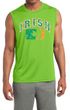 Mens Shirt Distressed Irish Shamrock Sleeveless Moisture Wicking Tee