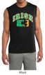 Mens Shirt Distressed Irish Shamrock Sleeveless Moisture Wicking Tee
