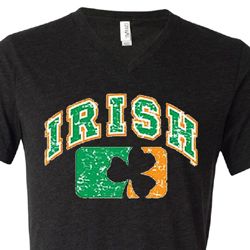 Mens Shirt Distressed Irish Shamrock Tri Blend V-neck Tee T-Shirt Mens Shirt Distressed Irish Shamrock Tri Blend V-neck Tee T-Shirt