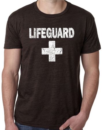 Mens Shirt Distressed Lifeguard Burnout Tee T-Shirt