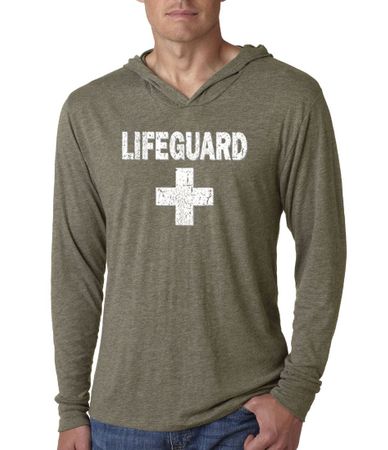 Mens Shirt Distressed Lifeguard Lightweight Hoodie Tee