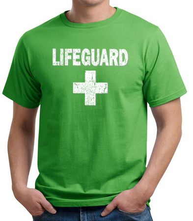 Mens Shirt Distressed Lifeguard Organic Tee T-Shirt