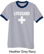 Mens Shirt Distressed Lifeguard Ringer Tee T-Shirt