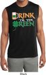Mens Shirt Drink Til Yer Green Sleeveless Moisture Wicking Tee T-Shirt