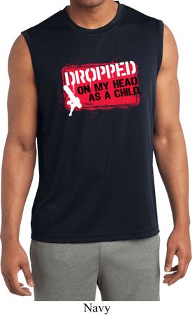 Mens Shirt Dropped On My Head Sleeveless Moisture Wicking Tee T-Shirt