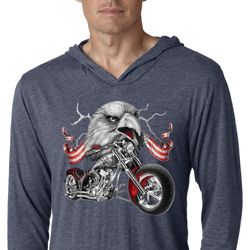 Mens Shirt Eagle Biker Lightweight Hoodie Tee T-Shirt
