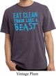 Mens Shirt Eat Clean Train Like a Beast Pigment Dyed Tee T-Shirt
