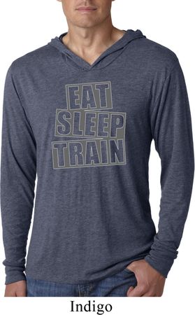 Mens Shirt Eat Sleep Train Lightweight Hoodie Tee T-Shirt