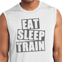 Mens Shirt Eat Sleep Train Sleeveless Moisture Wicking Tee T-Shirt Mens Shirt Eat Sleep Train Sleeveless Moisture Wicking Tee T-Shirt