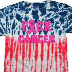 Mens Shirt F*CK Cancer Patriotic Tie Dye US Flag Tee T-shirt