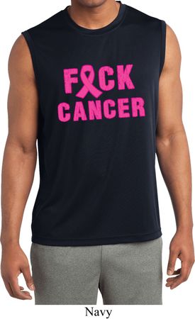 Mens Shirt F*CK Cancer Sleeveless Moisture Wicking Tee T-Shirt