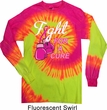 Mens Shirt Fight For a Cure Long Sleeve Tie Dye Tee T-shirt