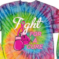Mens Shirt Fight For a Cure Long Sleeve Tie Dye Tee T-shirt