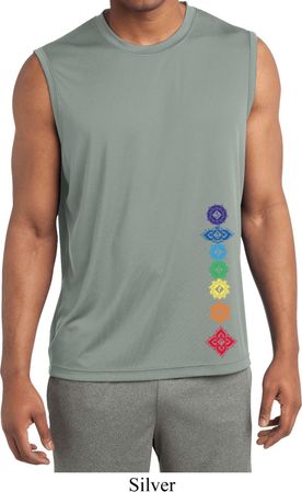 Mens Shirt Floral Chakras Bottom Print Sleeveless Moisture Wicking Tee