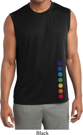 Mens Shirt Glowing Chakras Bottom Print Sleeveless Moisture Wicking