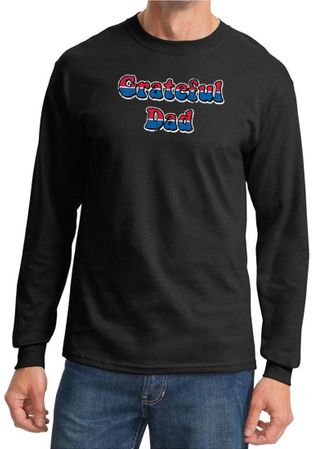 Mens Shirt Grateful American Dad Long Sleeve Tee T-Shirt