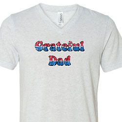 Mens Shirt Grateful American Dad Tri Blend V-neck Tee T-Shirt