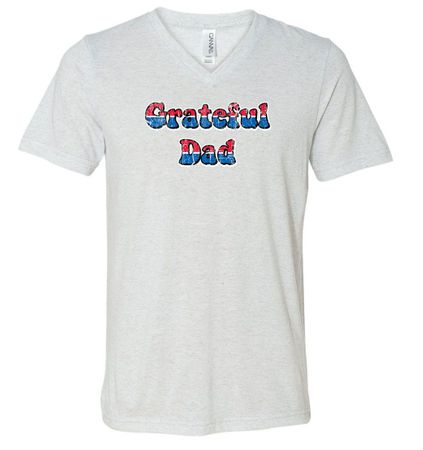 Mens Shirt Grateful American Dad Tri Blend V-neck Tee T-Shirt
