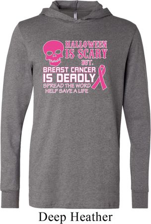Mens Shirt Halloween Scary Breast Cancer Deadly Lightweight Hoodie Tee