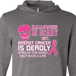 Mens Shirt Halloween Scary Breast Cancer Deadly Lightweight Hoodie Tee