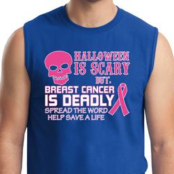 Mens Shirt Halloween Scary Breast Cancer Deadly Muscle Tee T-Shirt