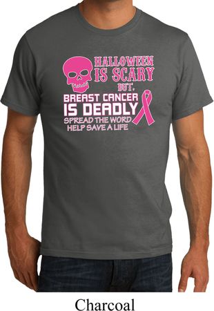 Mens Shirt Halloween Scary Breast Cancer Deadly Organic Tee T-Shirt