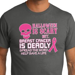 Mens Shirt Halloween Scary Breast Cancer Deadly Organic Tee T-Shirt