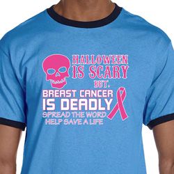 Mens Shirt Halloween Scary Breast Cancer Deadly Ringer Tee T-Shirt