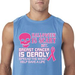 Mens Shirt Halloween Scary Breast Cancer Deadly Sleeveless Tee T-Shirt