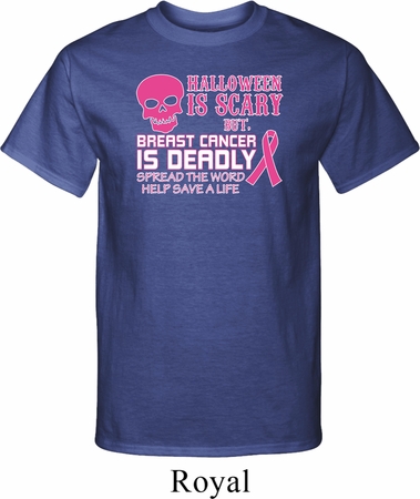 Mens Shirt Halloween Scary Breast Cancer Deadly Tall Tee T-Shirt