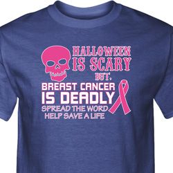 Mens Shirt Halloween Scary Breast Cancer Deadly Tall Tee T-Shirt